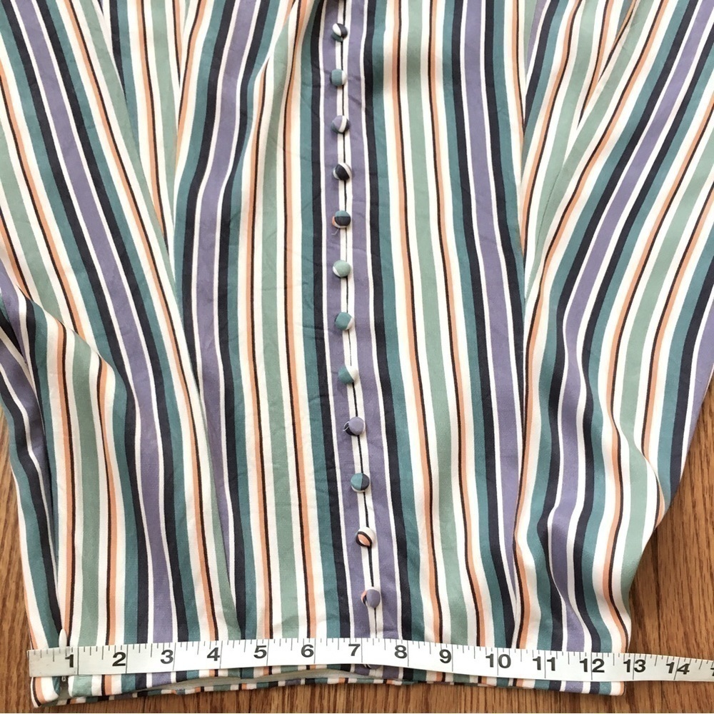 Anthropologie Maeve Silky Freya striped Freya Button lagenlook Midi Skirt 0/W26 - Picture 9 of 16